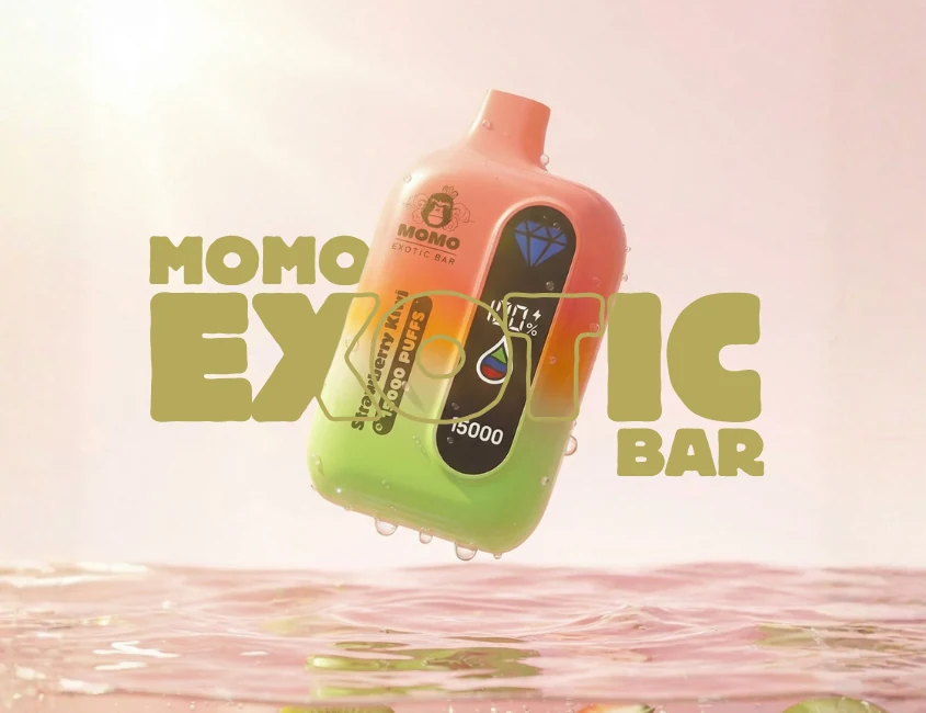 Momo Exotic Bar product floating over pink water